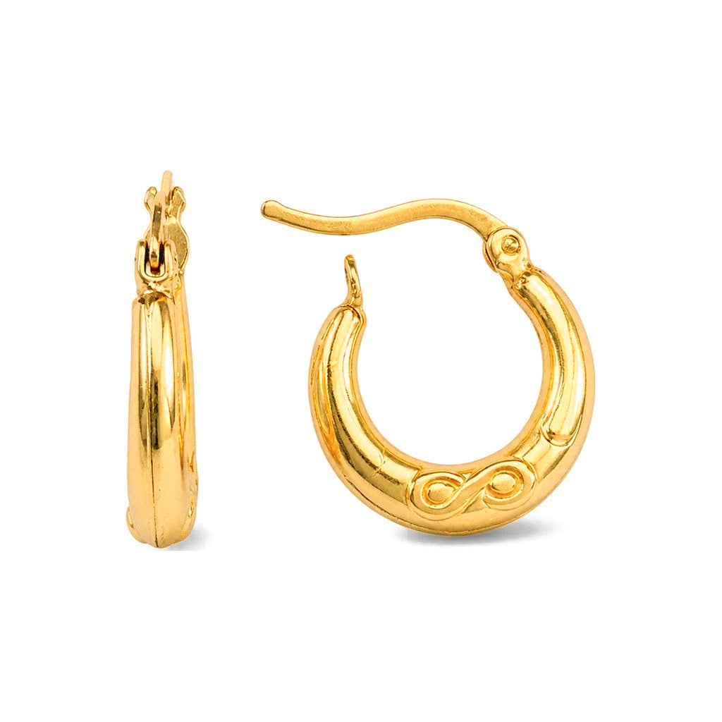 Aretes de Dama Oro 10k Aro con Infinito Grabado