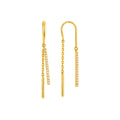 Aretes de Dama Oro 14k Cadena Pasante con Barra Pavé