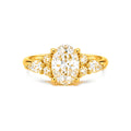 Anillo de Matrimonio Dama Oro 14k Oval con Racimo