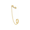 Arete de Dama Oro 10k Ear Cuff con Cadena y Huggie de Bolitas