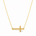 Cadena Oro 14k con Dije Cruz Horizontal Circonios