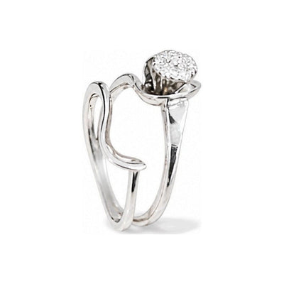 Anillo de Dama Oro Blanco 18k Abierto Placa Diamante