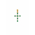 10x18mm Dije Cruz Oro 14k con Circonios Verdes y Blancos