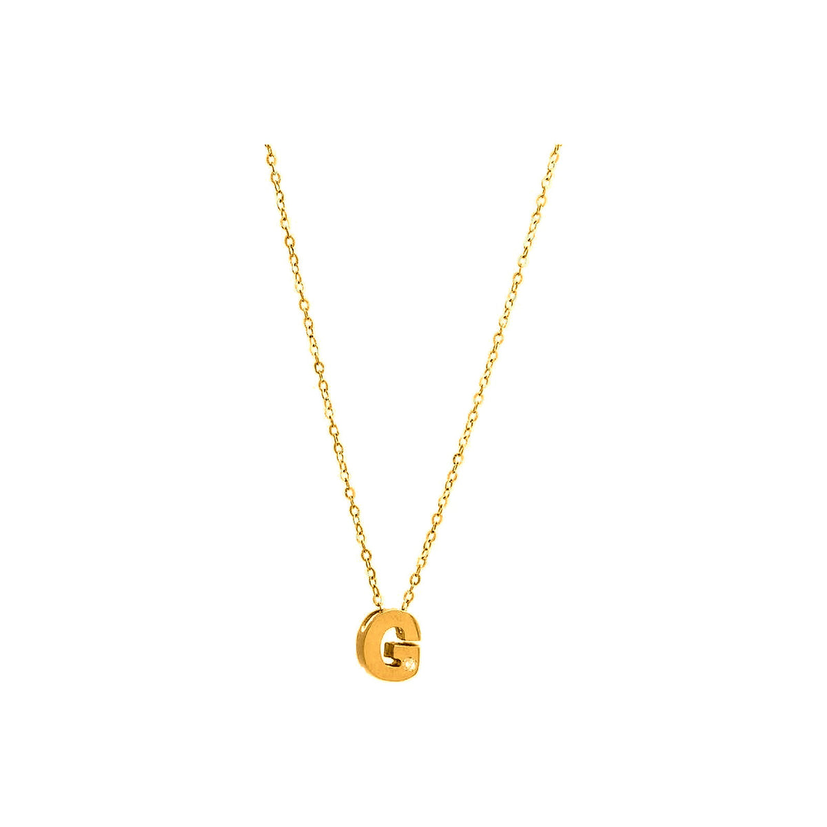 8mm Collar Oro 14k Inicial con Diamantes Naturales