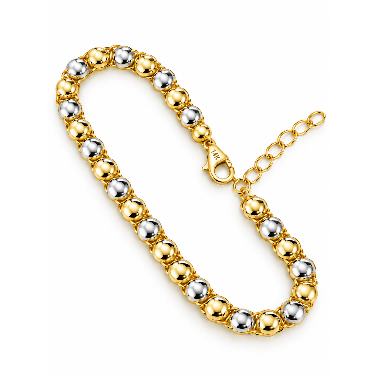 Brazalete de Dama Oro 14k Bicolor Bolitas