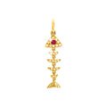 7x22mm Dije Oro 14k Redondos con Rubí y Diamantes Naturales