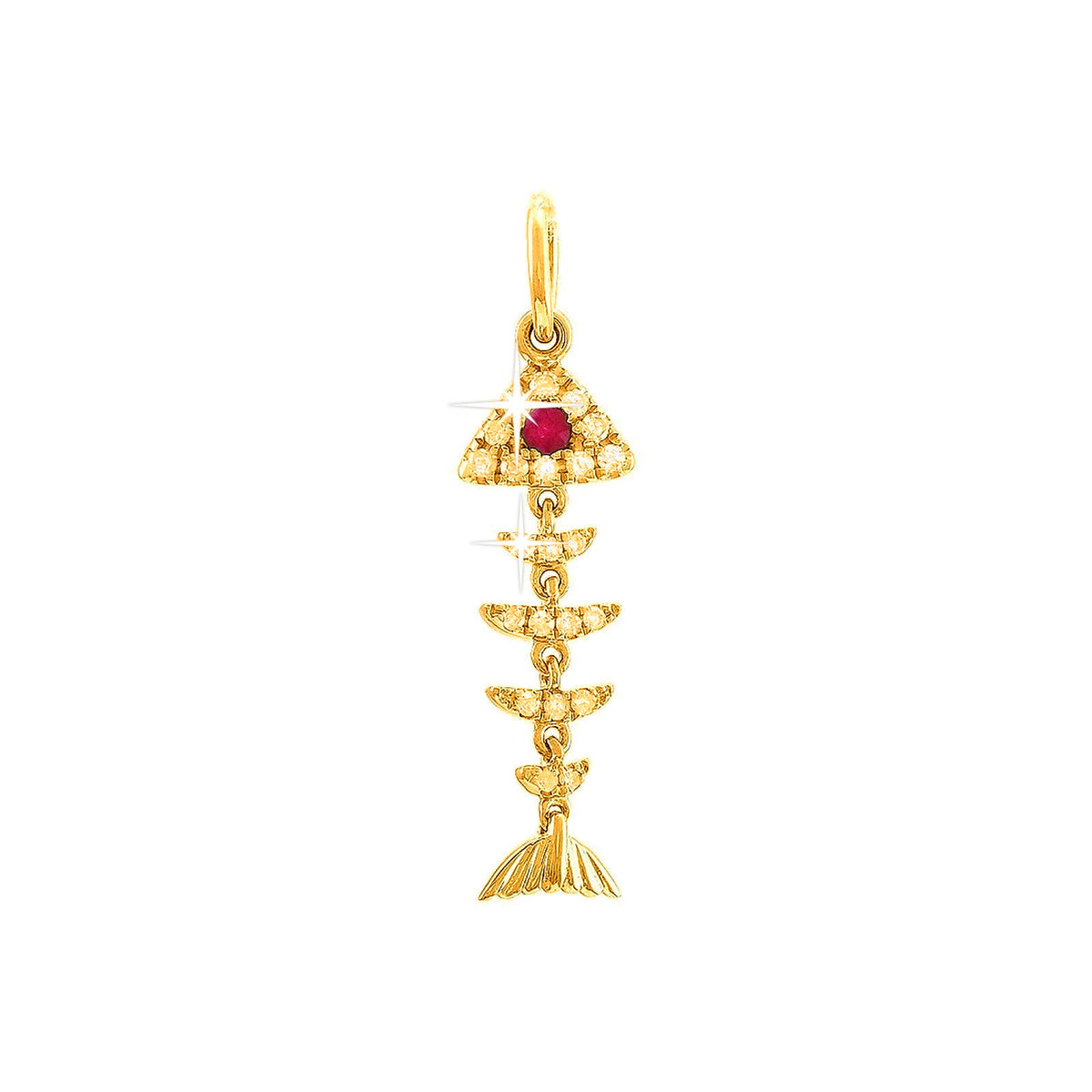 7x22mm Dije Oro 14k Redondos con Rubí y Diamantes Naturales