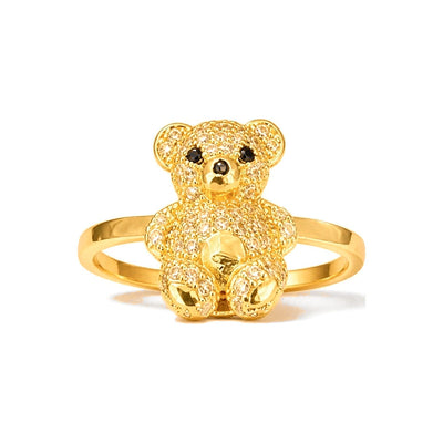 Anillo de Dama Oro 14k Osito con Circonios