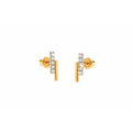 Aretes de Dama Oro 14k Doble Barra con Diamantes Naturales