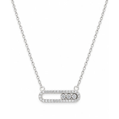 Cadena Oro Blanco 14k Óvalo con Circonios