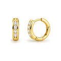 11mm Aretes de Dama Oro 14k Huggie con Línea de Circonios