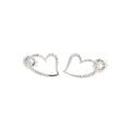 12mm Aretes de Dama Oro Blanco 14k Corazón Pavé con Diamantes Naturales