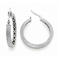 Aretes de Dama Oro Blanco 10k Argolla Plana Textura Diamantada