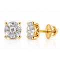 Aretes para Bebé Oro 10k Cluster con Diamantes Naturales