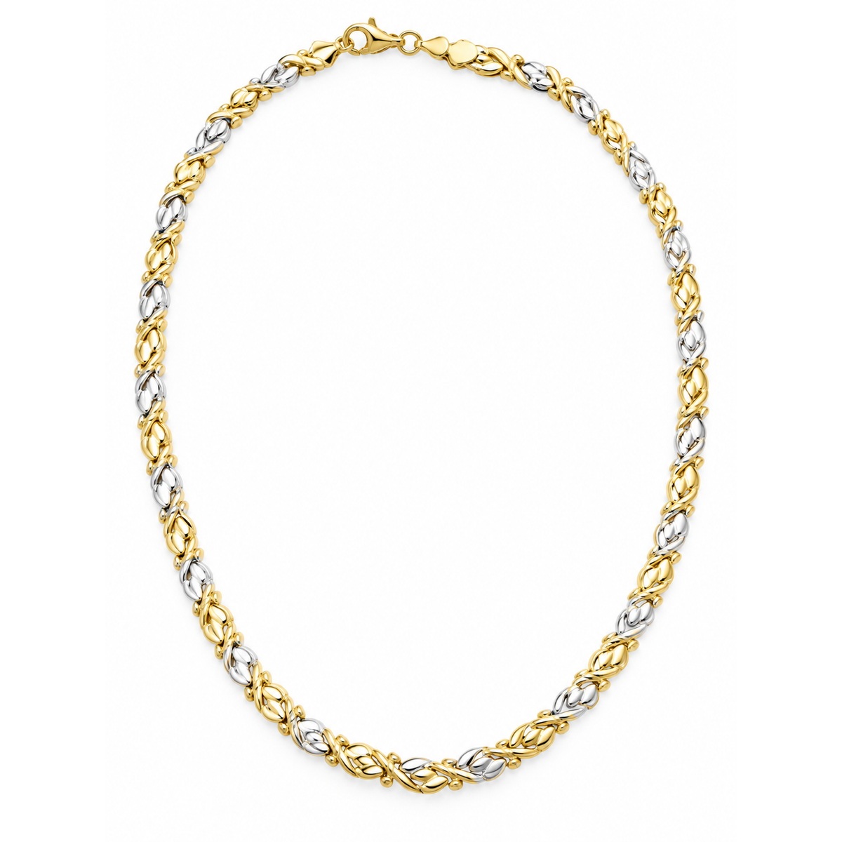 Cadena Oro 10k Bicolor Eslabones Entrelazados