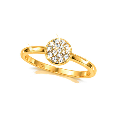 Anillo de Dama Oro 10k Cluster Redondo con Diamantes Naturales