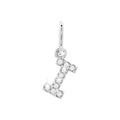 12mm Dije Oro Blanco 14k Inicial Pavé con Diamantes Naturales