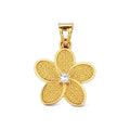 Dije Flor Granulada Oro 10k con Circonio