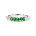 Anillo de Dama Oro Blanco 14k Esmeralda Natural y Diamante