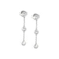 3mm Aretes de Dama Oro Blanco 14k Colgantes Redondos con Diamantes Naturales