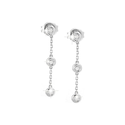 3mm Aretes de Dama Oro Blanco 14k Colgantes Redondos con Diamantes Naturales