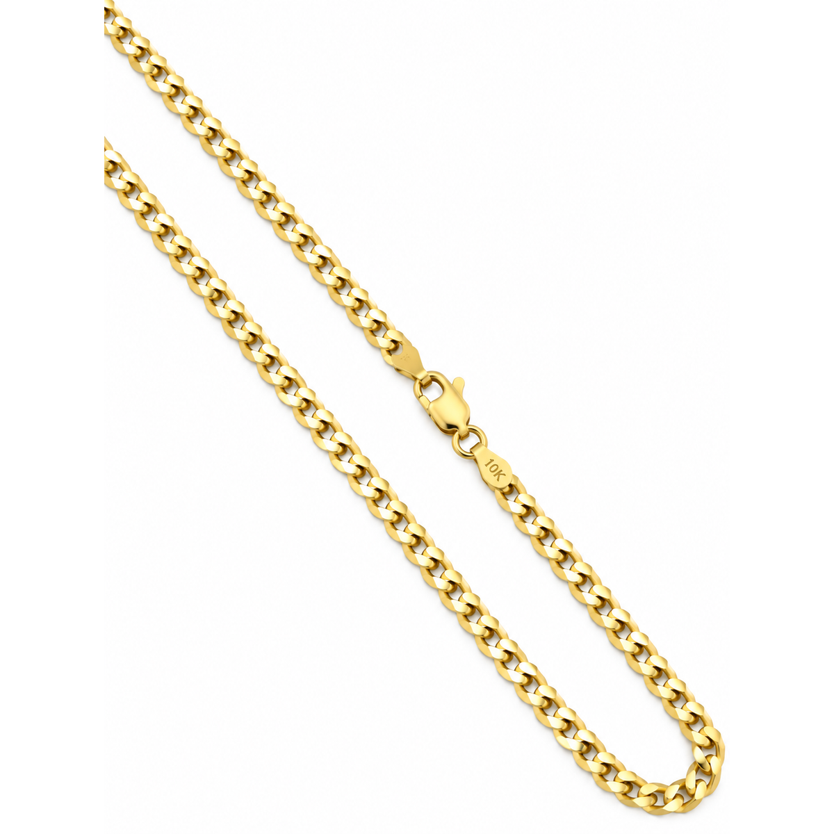 3mm Cadena Cubana Corte Brillo Oro 10k 16 Pulgadas