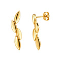 Aretes de Dama Oro 10k Colgantes de Cuatro Hojas Lisas en Zigzag