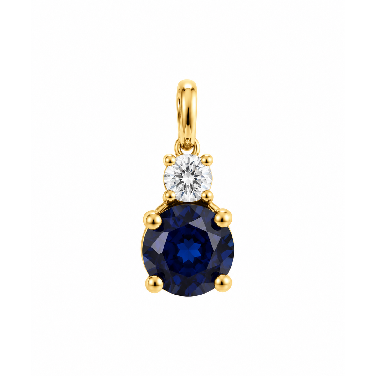 Dije Zafiro Redondo con Circonio Oro 14k