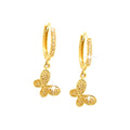 10x22mm Aretes de Dama Oro 14k Argolla Mariposa con Diamantes Naturales