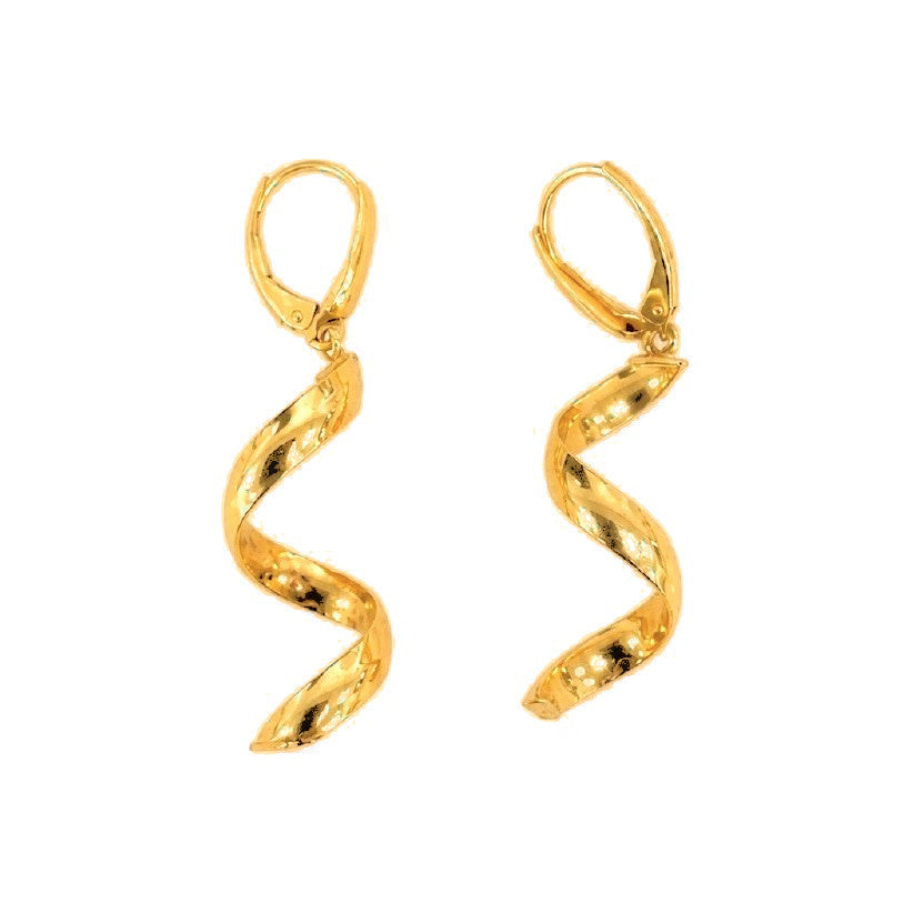 Aretes de Dama Oro 10k Espiral Colgante