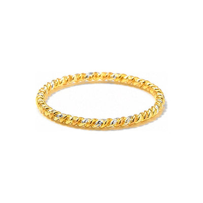 Anillo de Dama Oro 14k Tricolor Trenzado