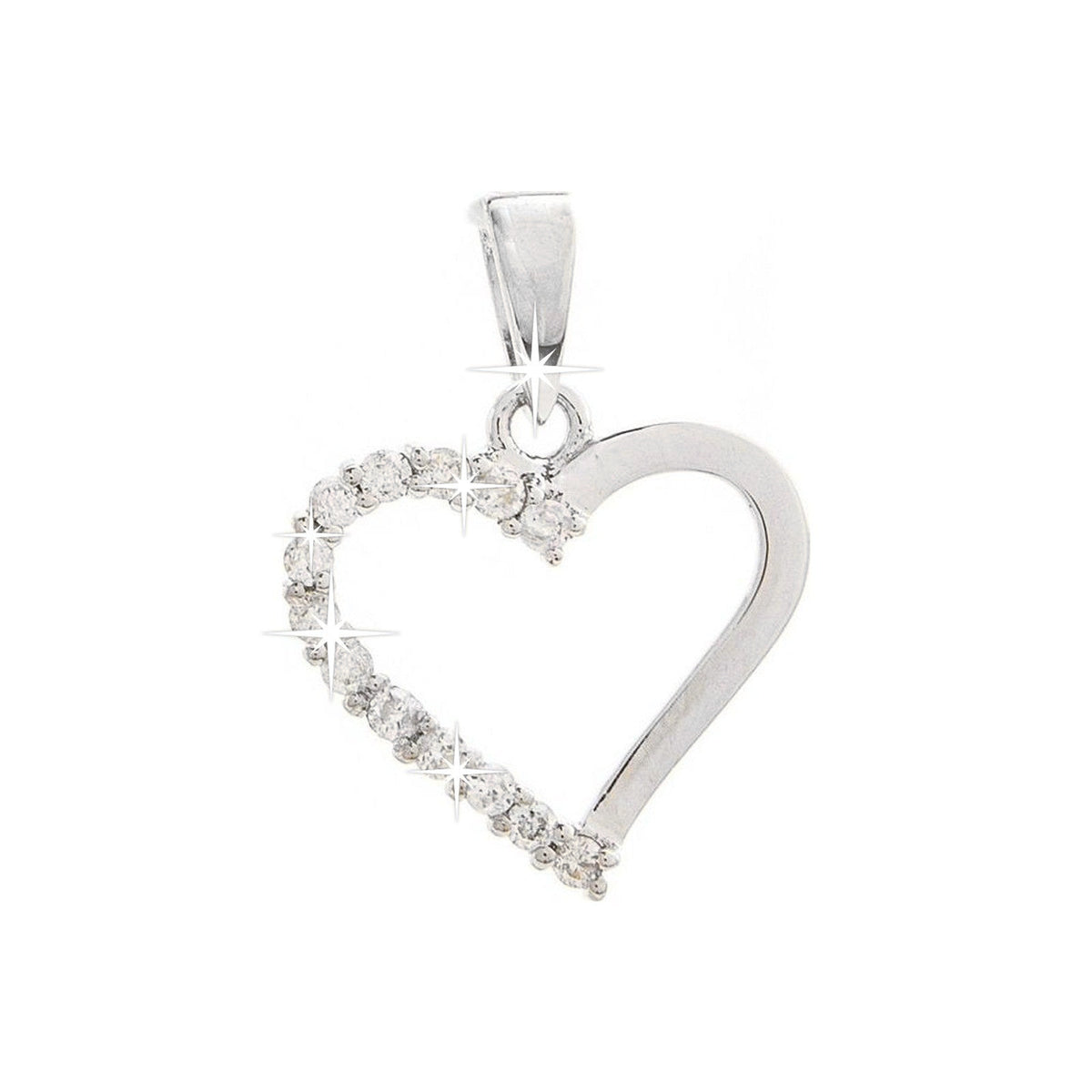13x17.5mm Dije Oro Blanco 14k Corazón Pavé con Diamantes Naturales