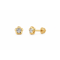 Aretes para Bebé Oro 14k Flor con Circonio Grande