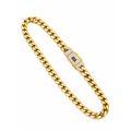 Brazalete Oro 10k Cubana con Broche de Circonios 4mm 7.5 Pulgadas
