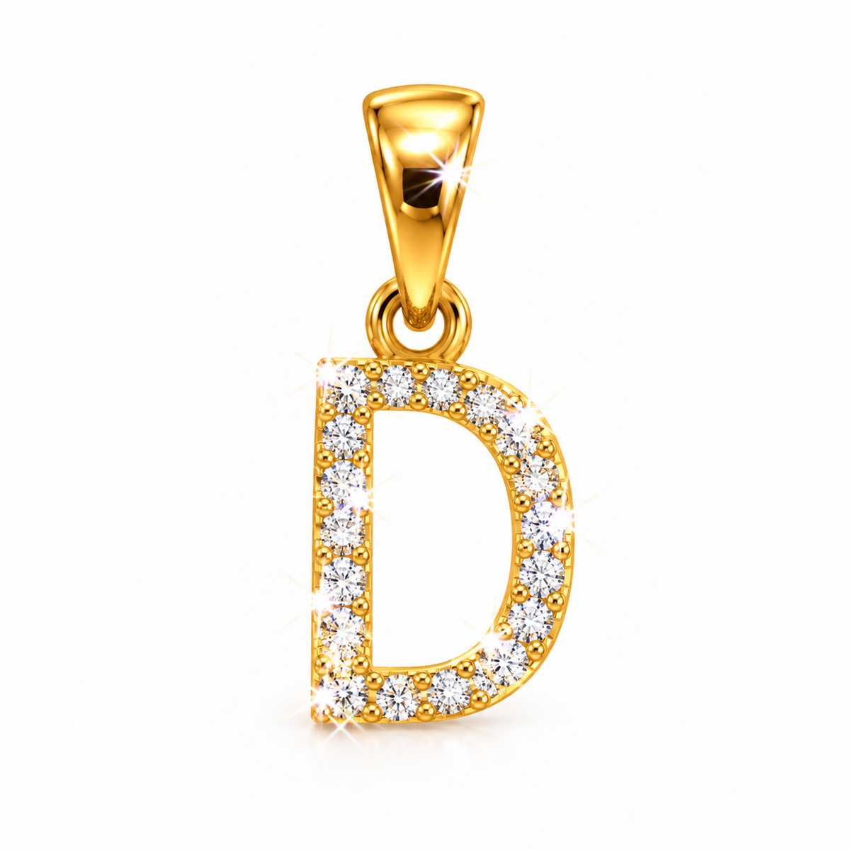 Dije Letra D Oro 10k con Diamantes Naturales