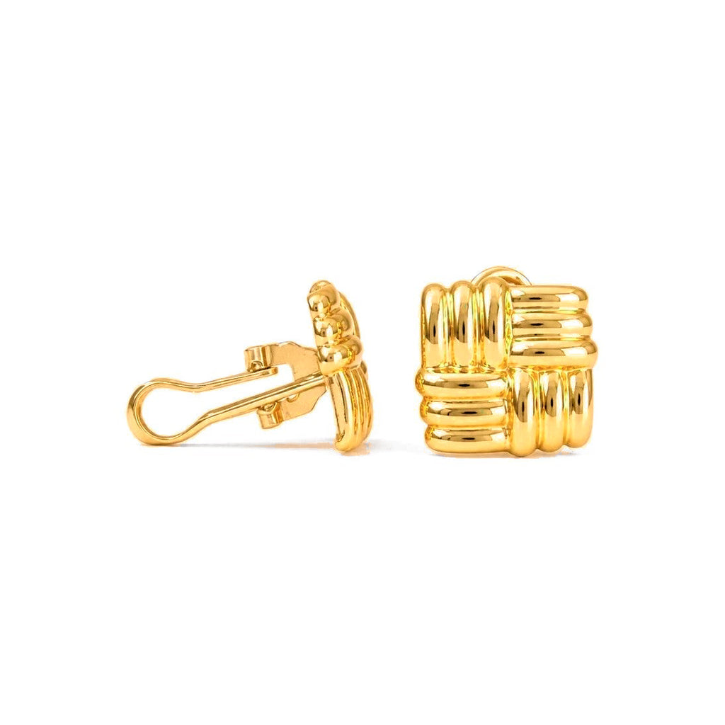 Aretes de Dama Oro 10k Cuadrados Acanalados