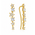 Aretes de Dama Oro 10k Trepador Estrellas y Circonios