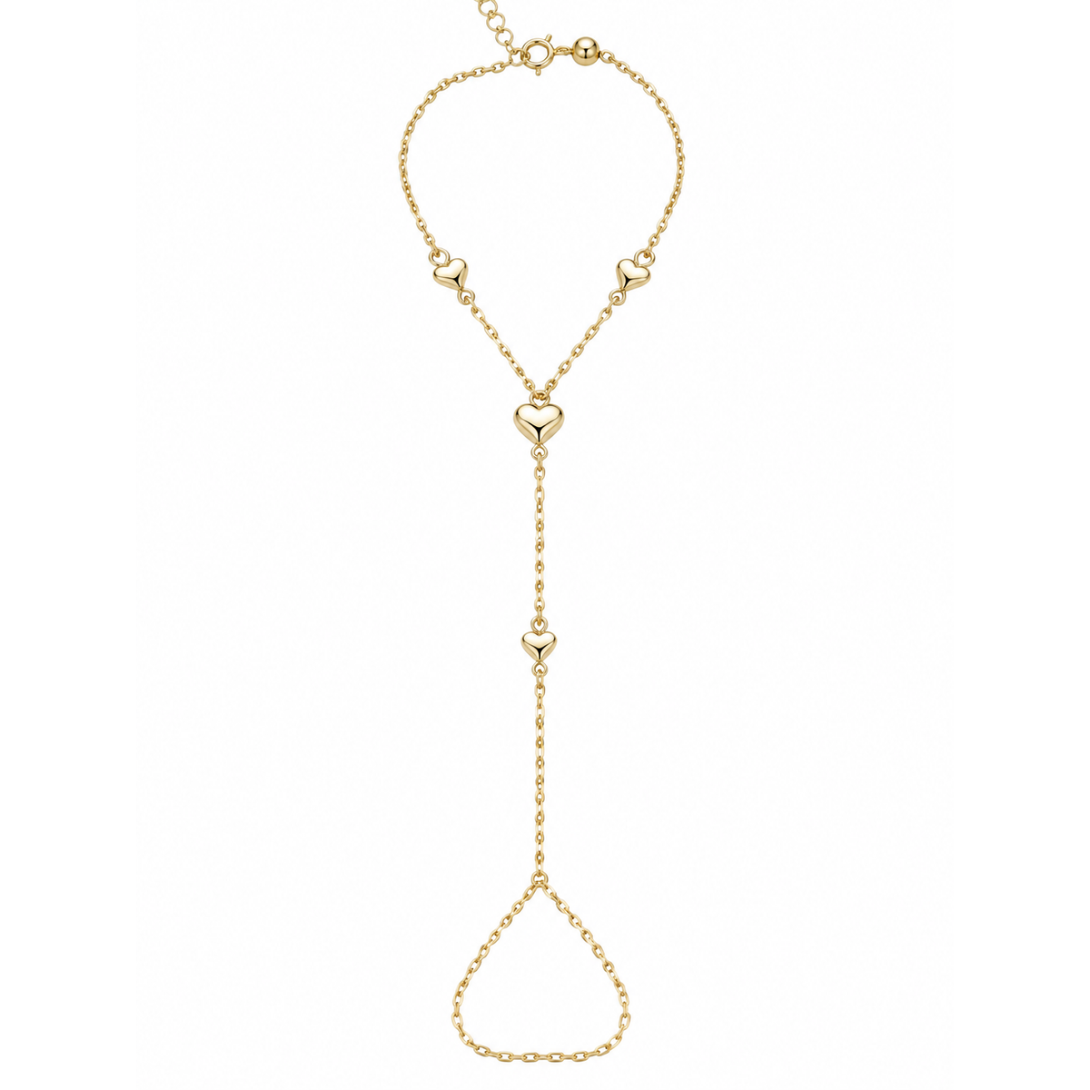 Brazalete de Dama Oro 10k de Mano con Corazones
