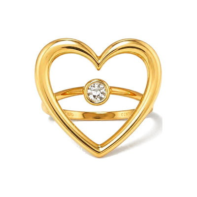 Anillo de Dama Oro 10k Corazon Abierto con Circonia