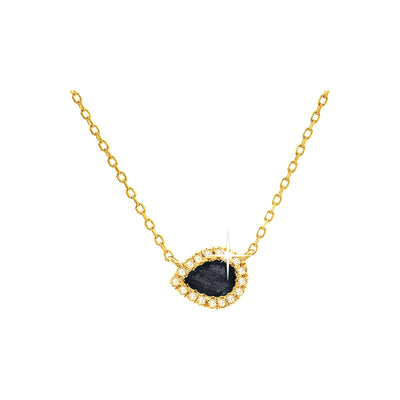Collar Oro 14k Gota con Zafiro y Diamantes Naturales