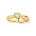 Anillo de Dama Oro 10k Doble Corazon Diamante