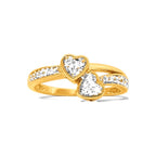 Anillo de Dama Oro 10k Doble Corazon Diamante
