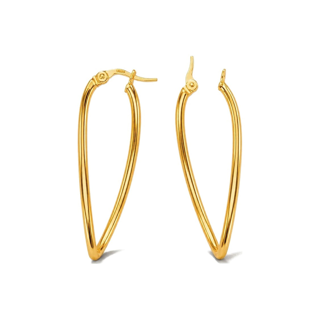 Aretes de Dama Oro 10k Argolla Larga Gota Torcida