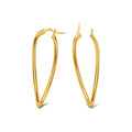 Aretes de Dama Oro 10k Argolla Larga Gota Torcida