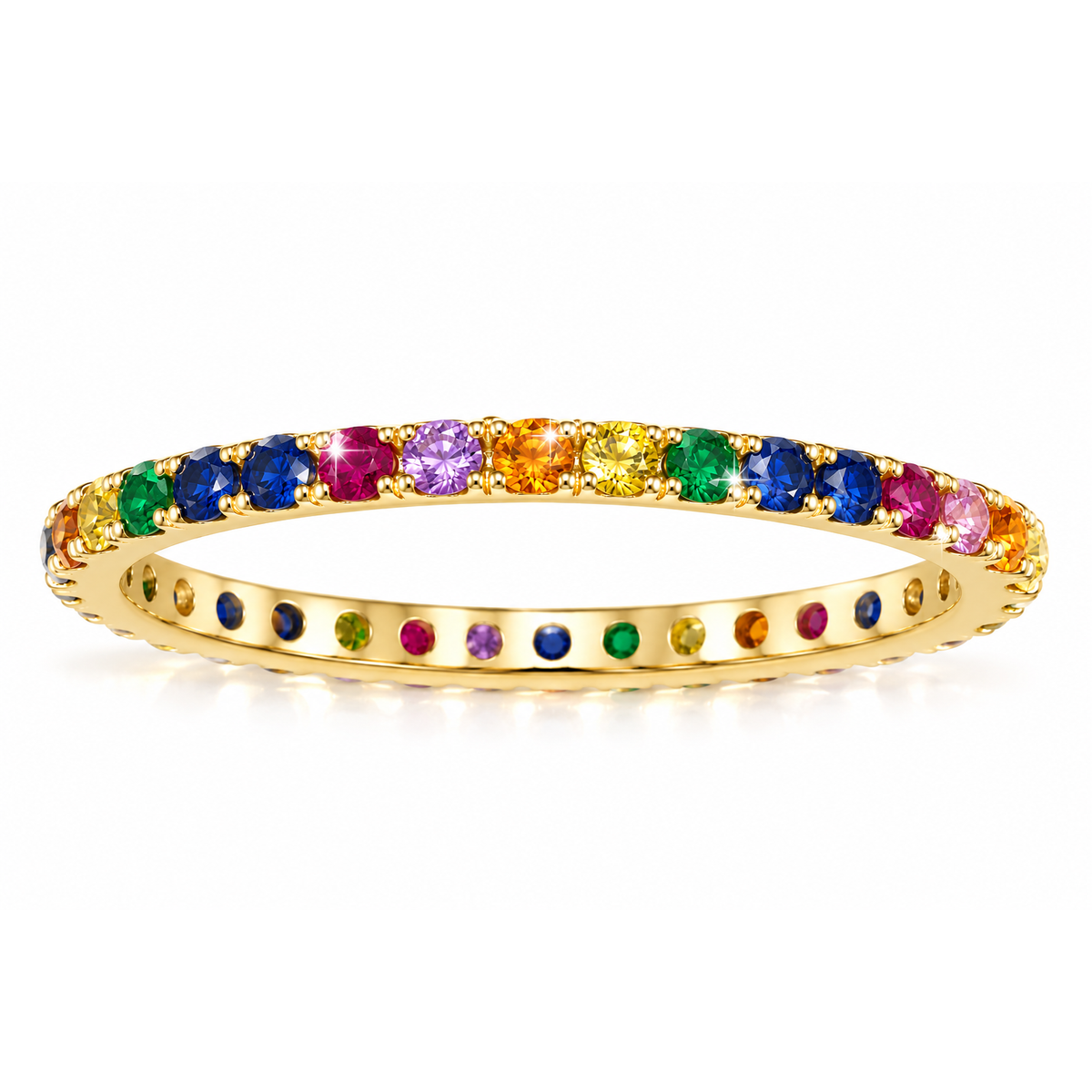 Anillo de Dama Oro 14k Eternidad Multicolor