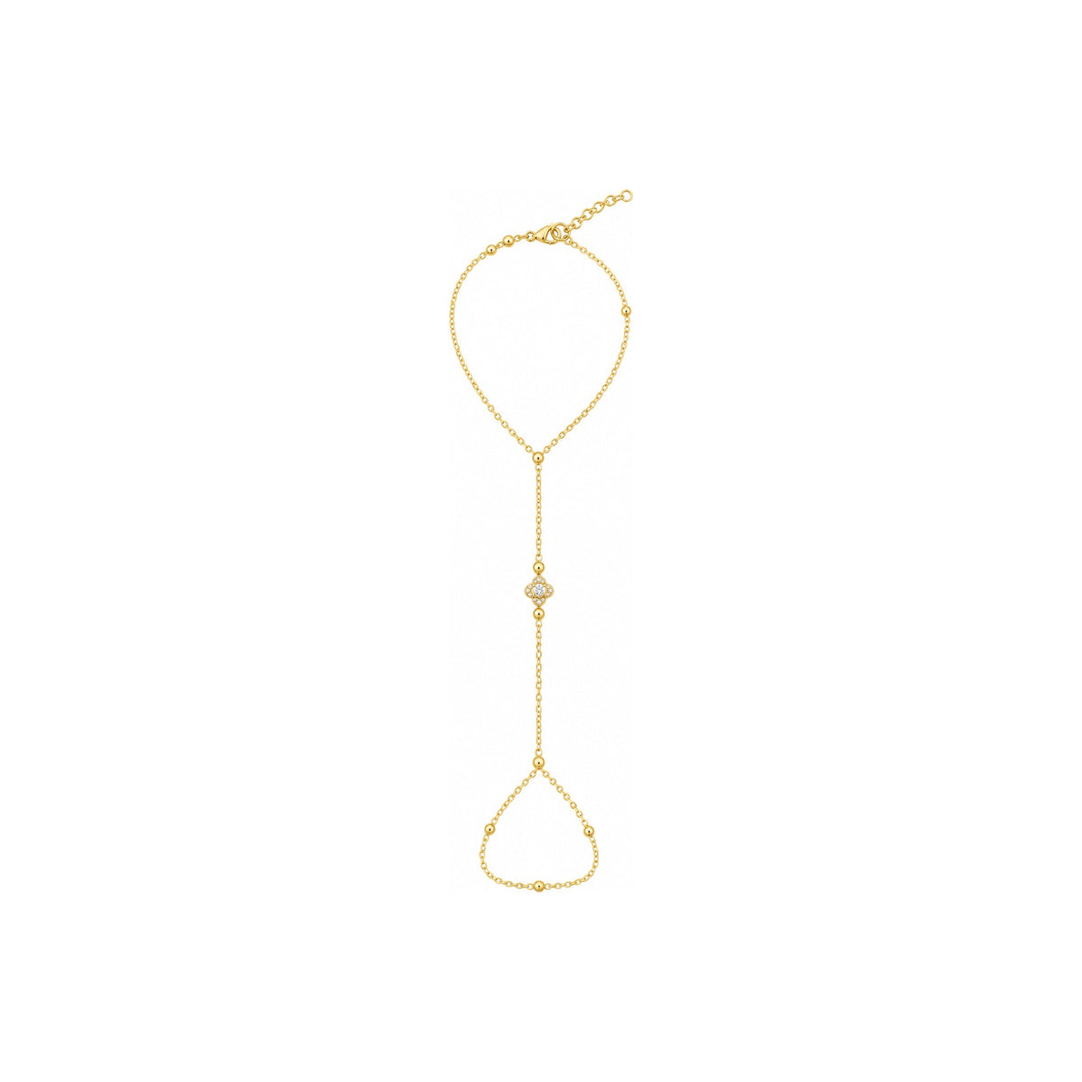 Clon de Mano Oro 10k Flor de Circonios con Bolitas