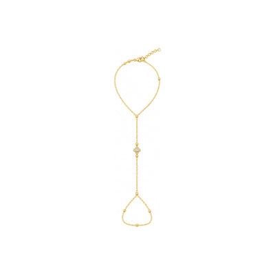 Clon de Mano Oro 10k Flor de Circonios con Bolitas