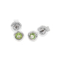 5mm Aretes de Dama Oro Blanco 14k Redondos con Peridoto