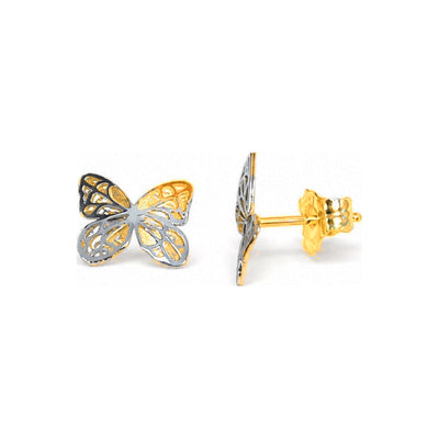 Aretes de Dama Oro 14k Mariposa Calada Texturizada