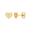 Aretes de Dama Oro 14k Corazón Calado Filigrana